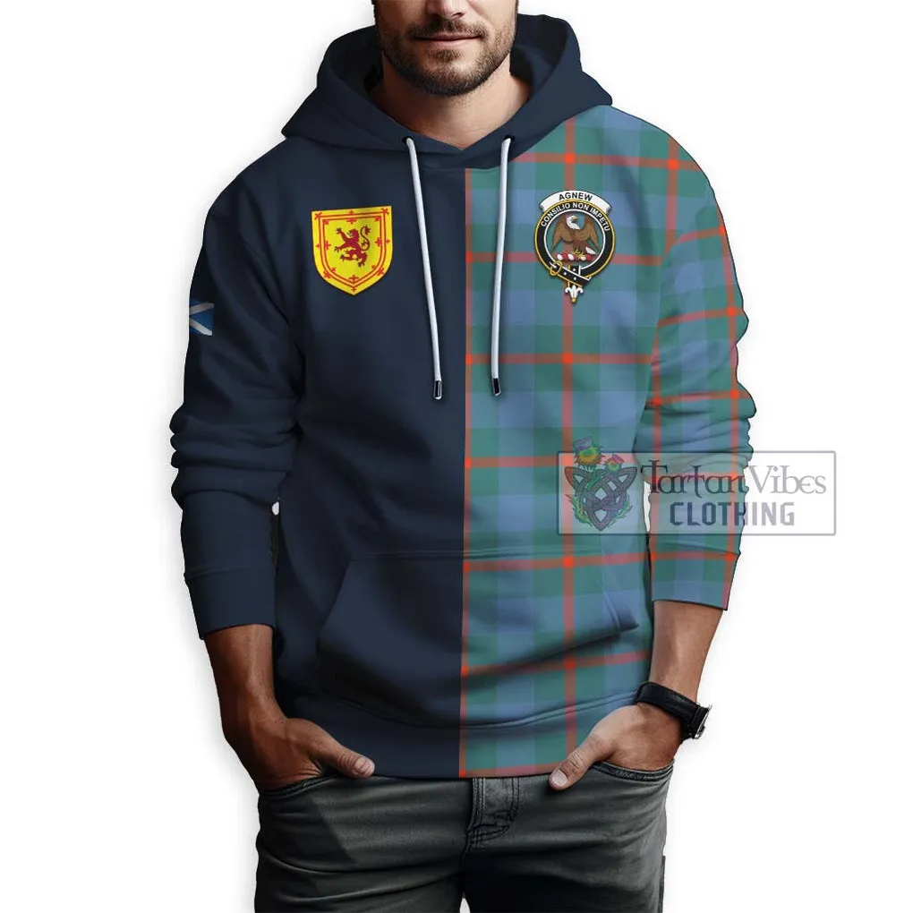 Agnew Ancient Tartan Hoodie Alba with Scottish Lion Royal Arm Half Style