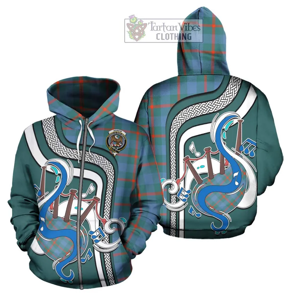 Agnew Ancient Tartan Hoodie with Epic Bagpipe Style