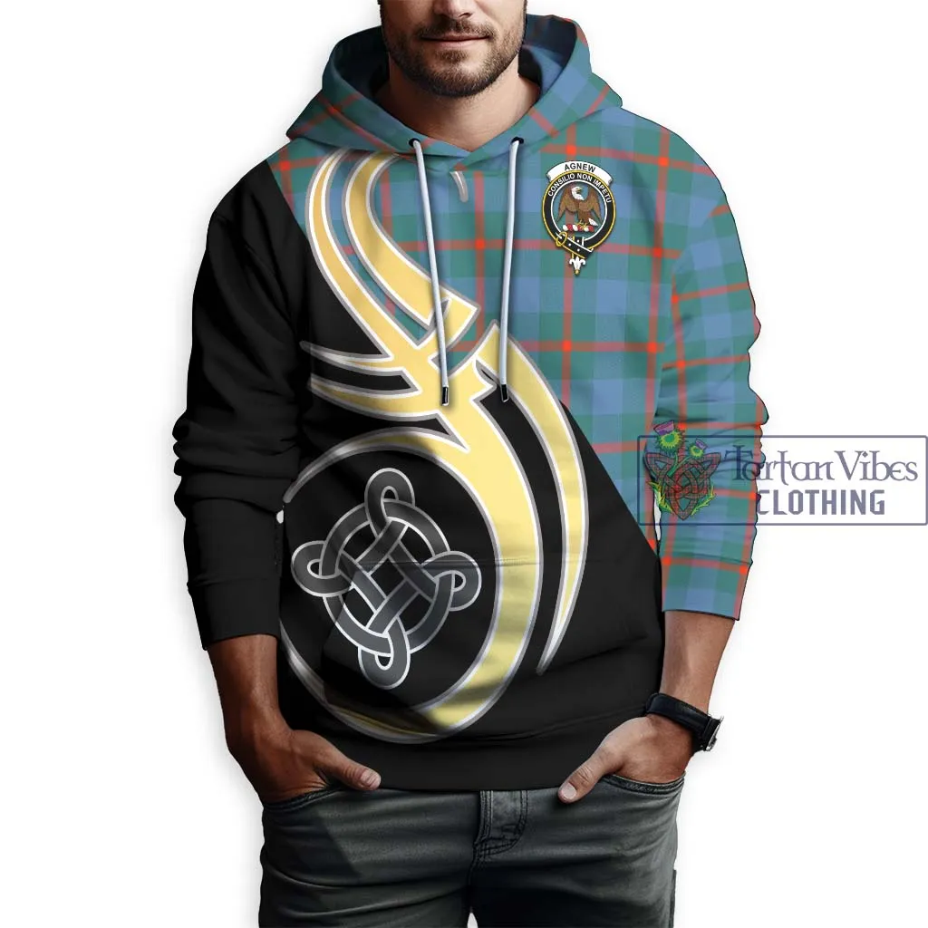 Agnew Ancient Tartan Hoodie with Family Crest and Celtic Symbol Style