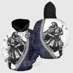 Agnew Tartan Clan Crest Hoodie with Highlander Warrior Celtic Style