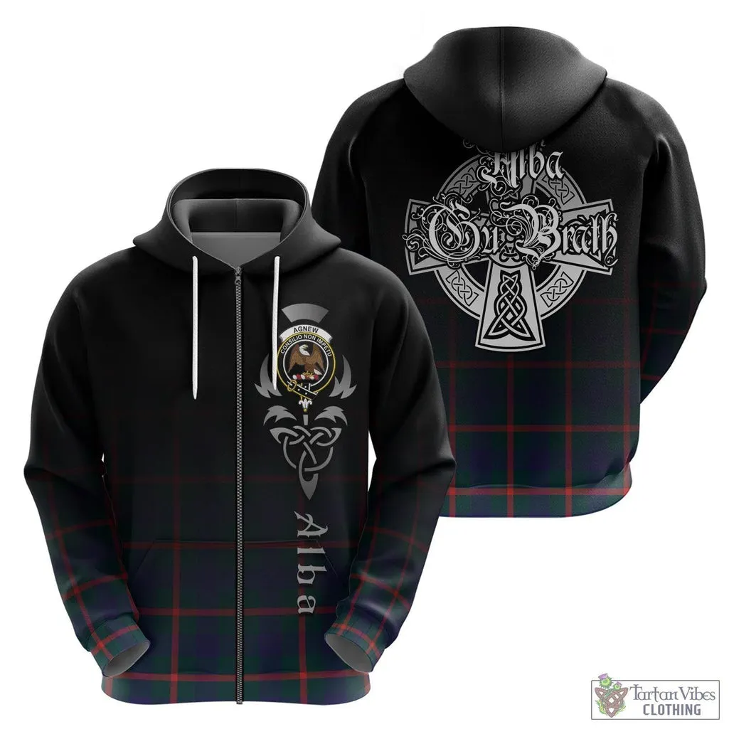 Agnew Tartan Hoodie Featuring Alba Gu Brath Family Crest Celtic Inspired