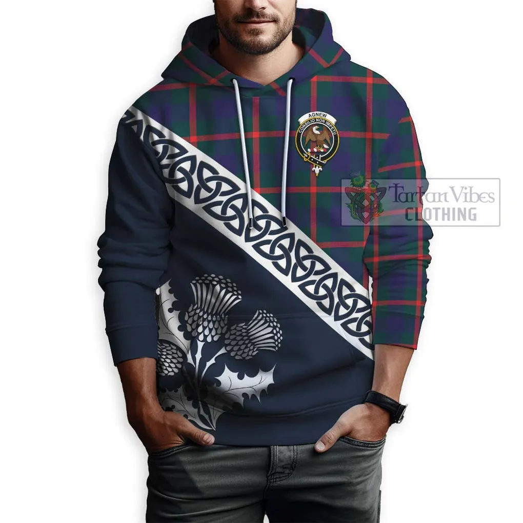 Agnew Tartan Hoodie Featuring Thistle and Scotland Map