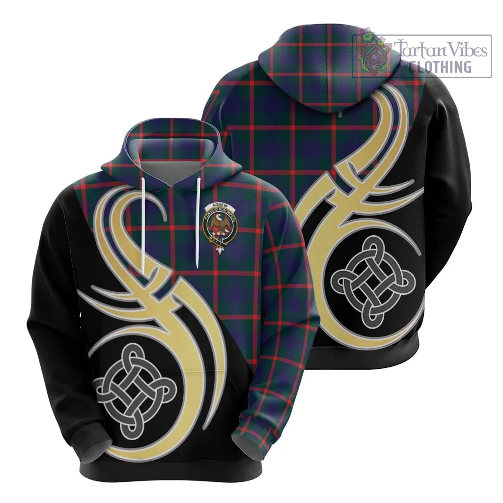 Agnew Tartan Hoodie with Family Crest and Celtic Symbol Style