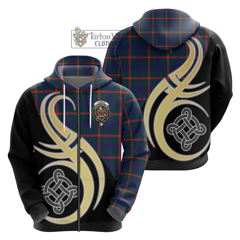 Agnew Tartan Hoodie with Family Crest and Celtic Symbol Style