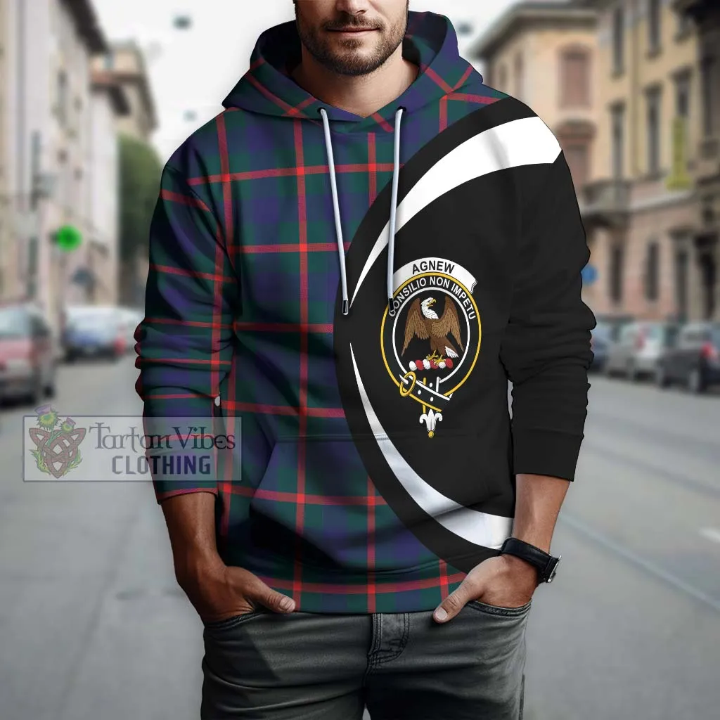 Agnew Tartan Hoodie with Family Crest Circle Style