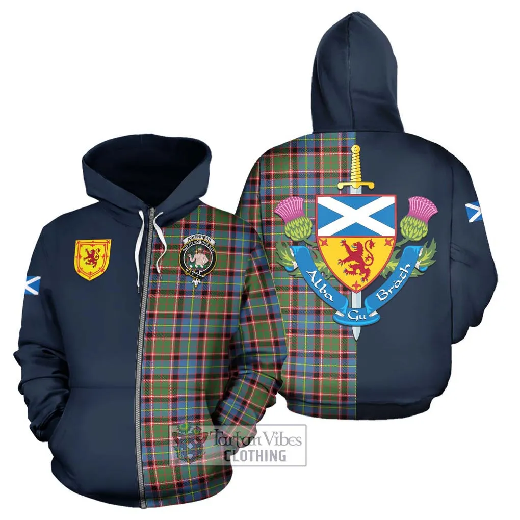 Aikenhead Tartan Hoodie Alba with Scottish Lion Royal Arm Half Style