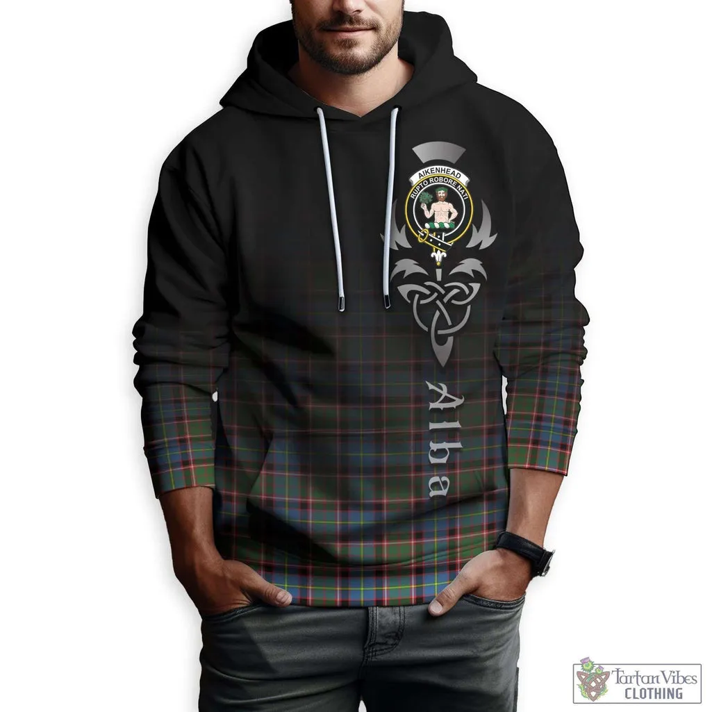 Aikenhead Tartan Hoodie Featuring Alba Gu Brath Family Crest Celtic Inspired