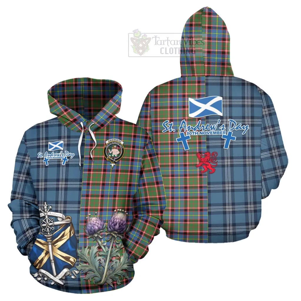 Aikenhead Tartan Hoodie Happy St. Andrew's Day Half Tartan Style