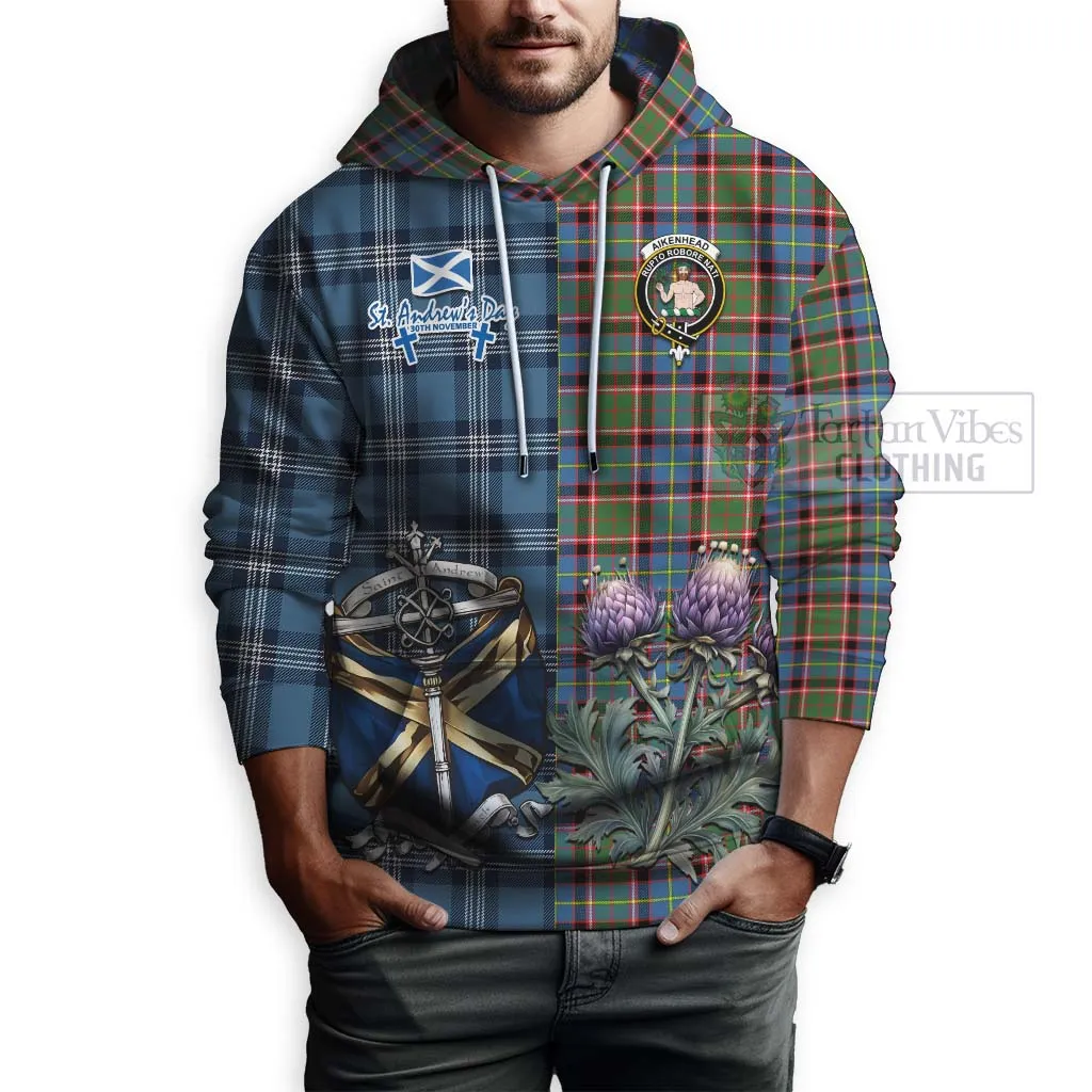 Aikenhead Tartan Hoodie Happy St. Andrew's Day Half Tartan Style