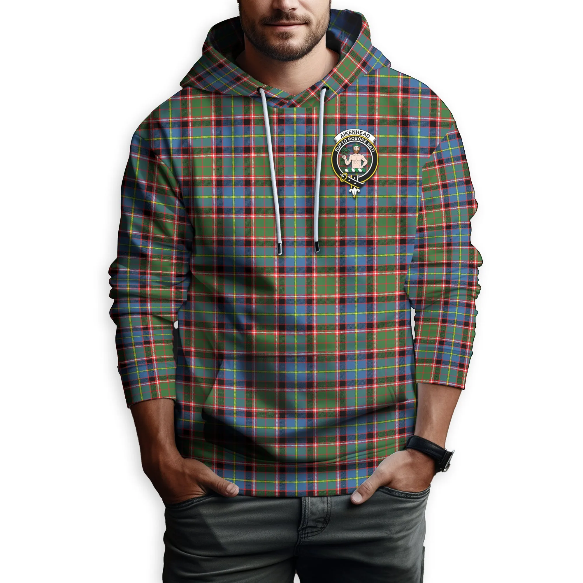 Aikenhead Tartan Hoodie with Family Crest