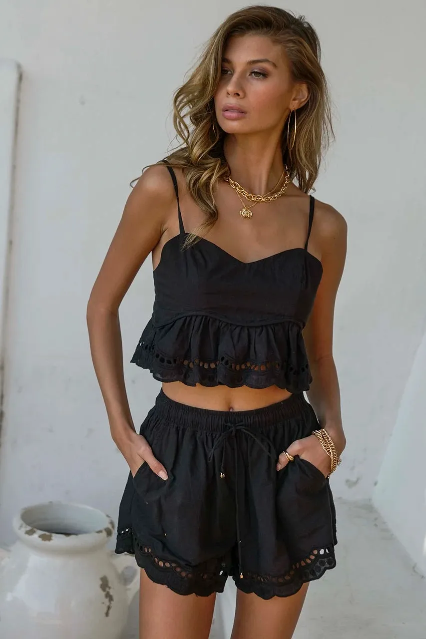 Ainsley black shorts and top (sold as separates)