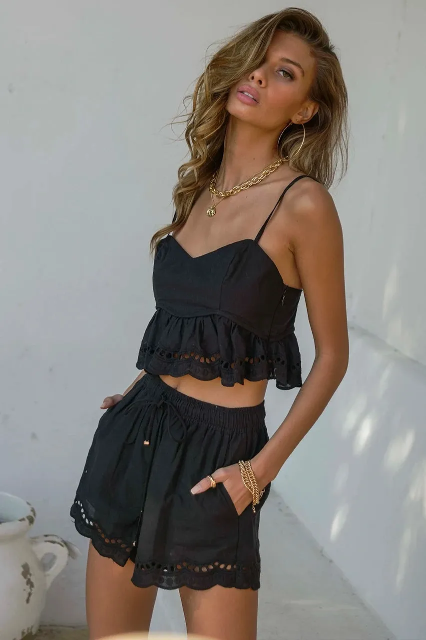 Ainsley black shorts and top (sold as separates)