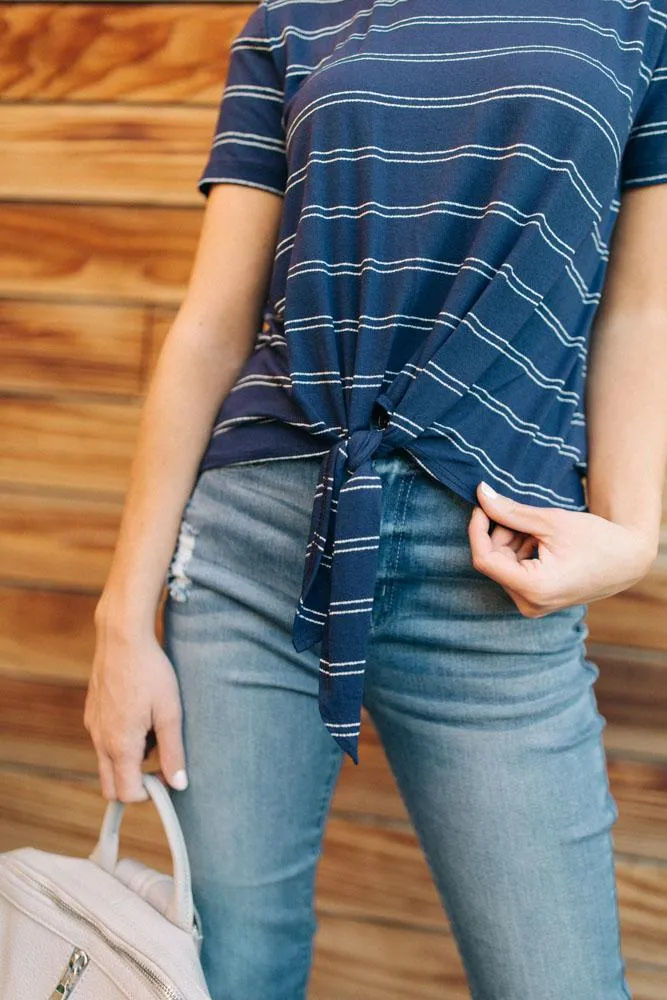 Ainsley Striped Top in Navy