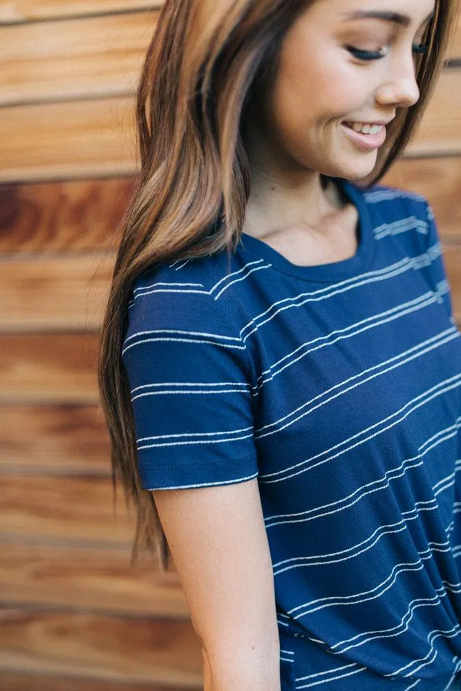 Ainsley Striped Top in Navy