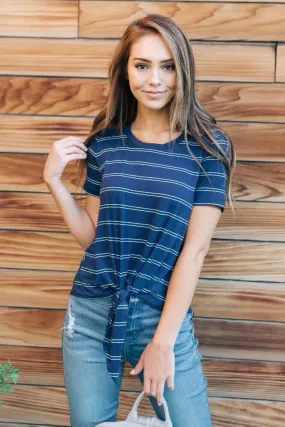 Ainsley Striped Top in Navy