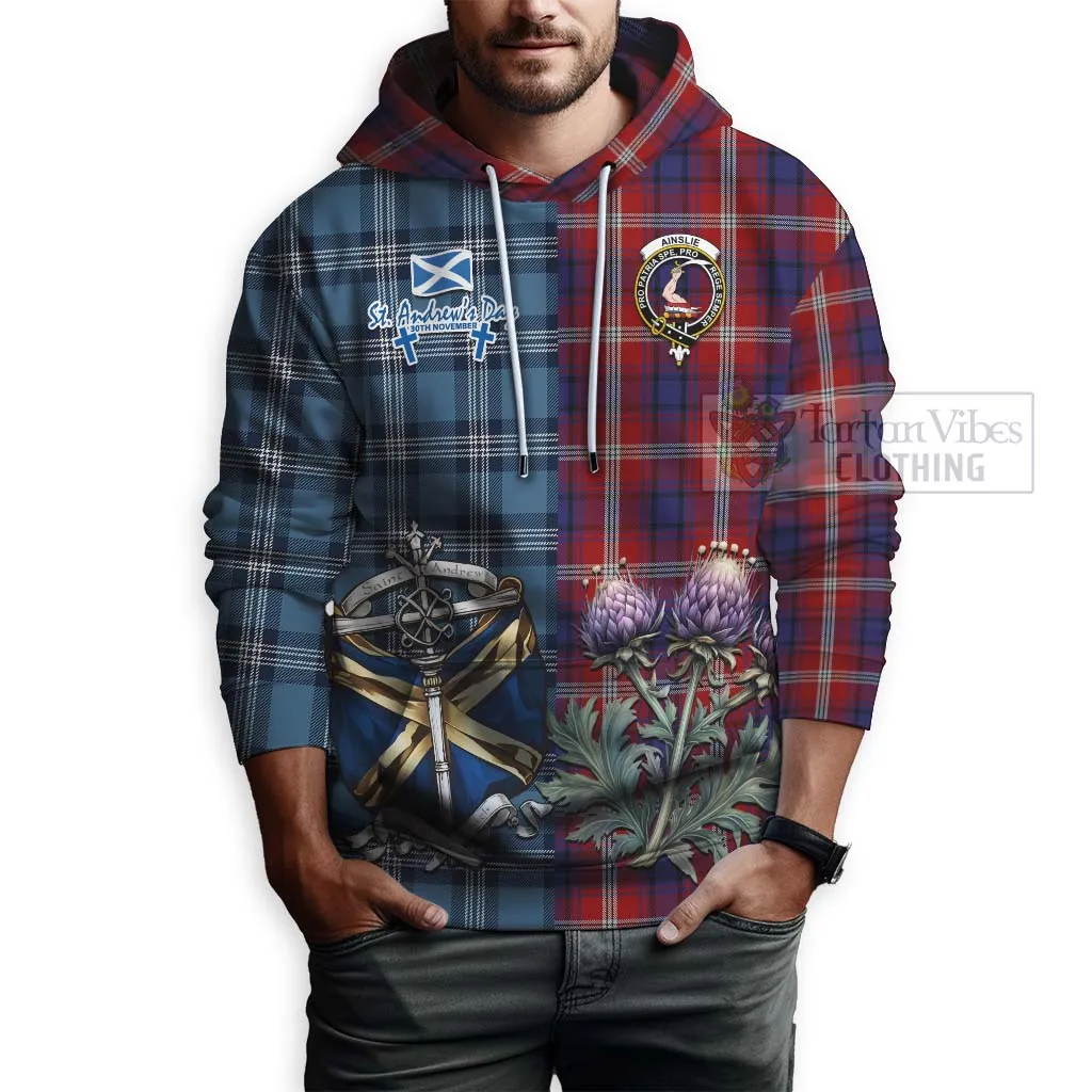 Ainslie Tartan Hoodie Happy St. Andrew's Day Half Tartan Style