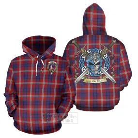 Ainslie Tartan Hoodie with Family Crest Celtic Skull Style