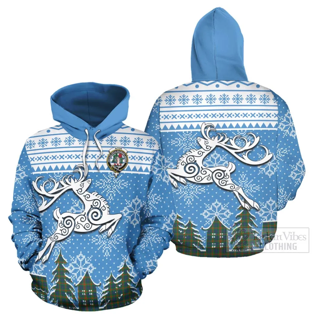 Aiton Clan Christmas Hoodie Celtic Reindeer Style