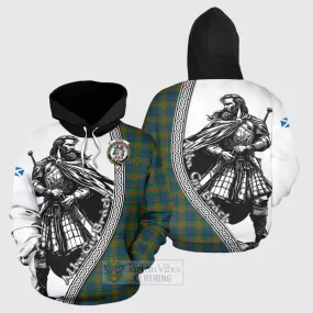 Aiton Tartan Clan Crest Hoodie with Highlander Warrior Celtic Style