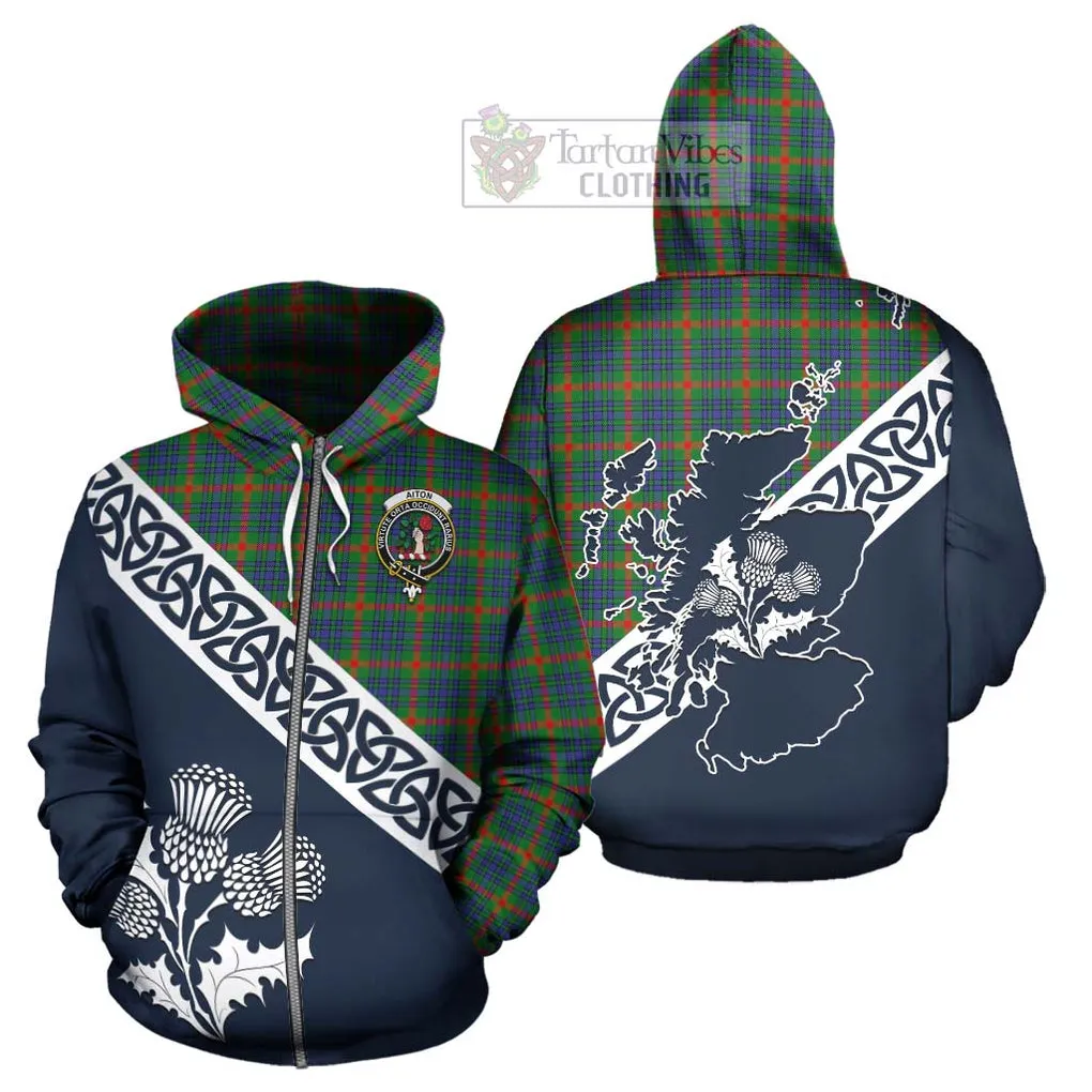 Aiton Tartan Hoodie Featuring Thistle and Scotland Map