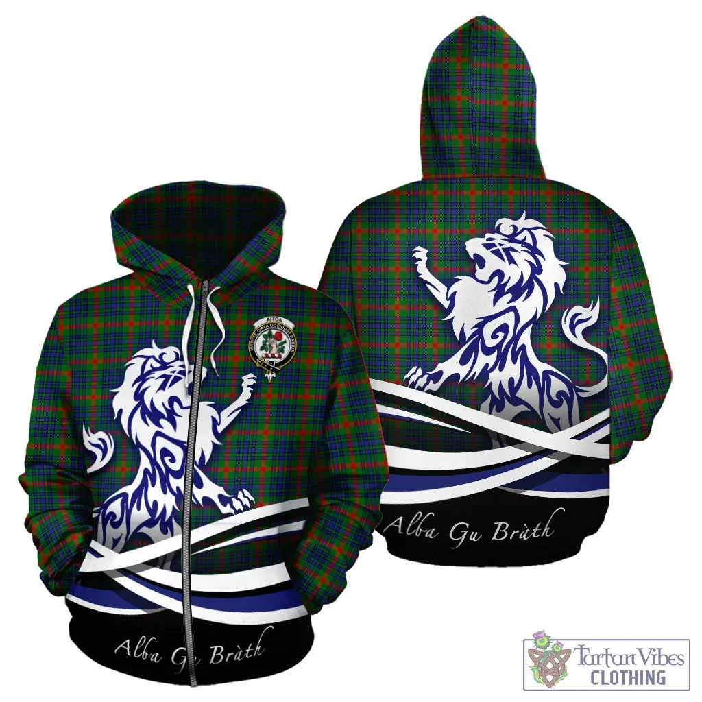 Aiton Tartan Hoodie with Alba Gu Brath Regal Lion Emblem