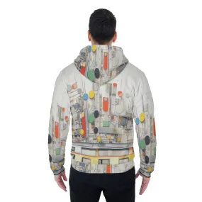 All-Over Print Men's Sherpa Fleece Zip Up Hoodie, multicolored, abstract, print, #25Q