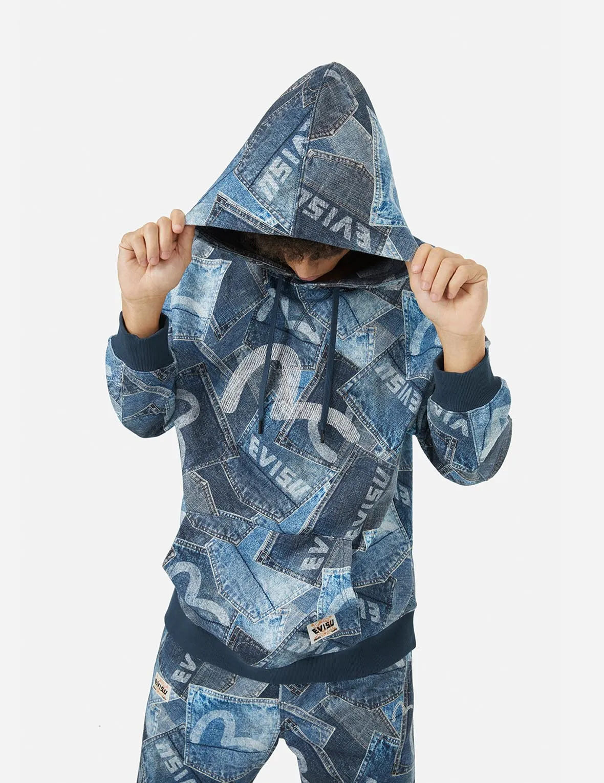 Allover Seagull Pocket  Print Loose Fit Hoodie