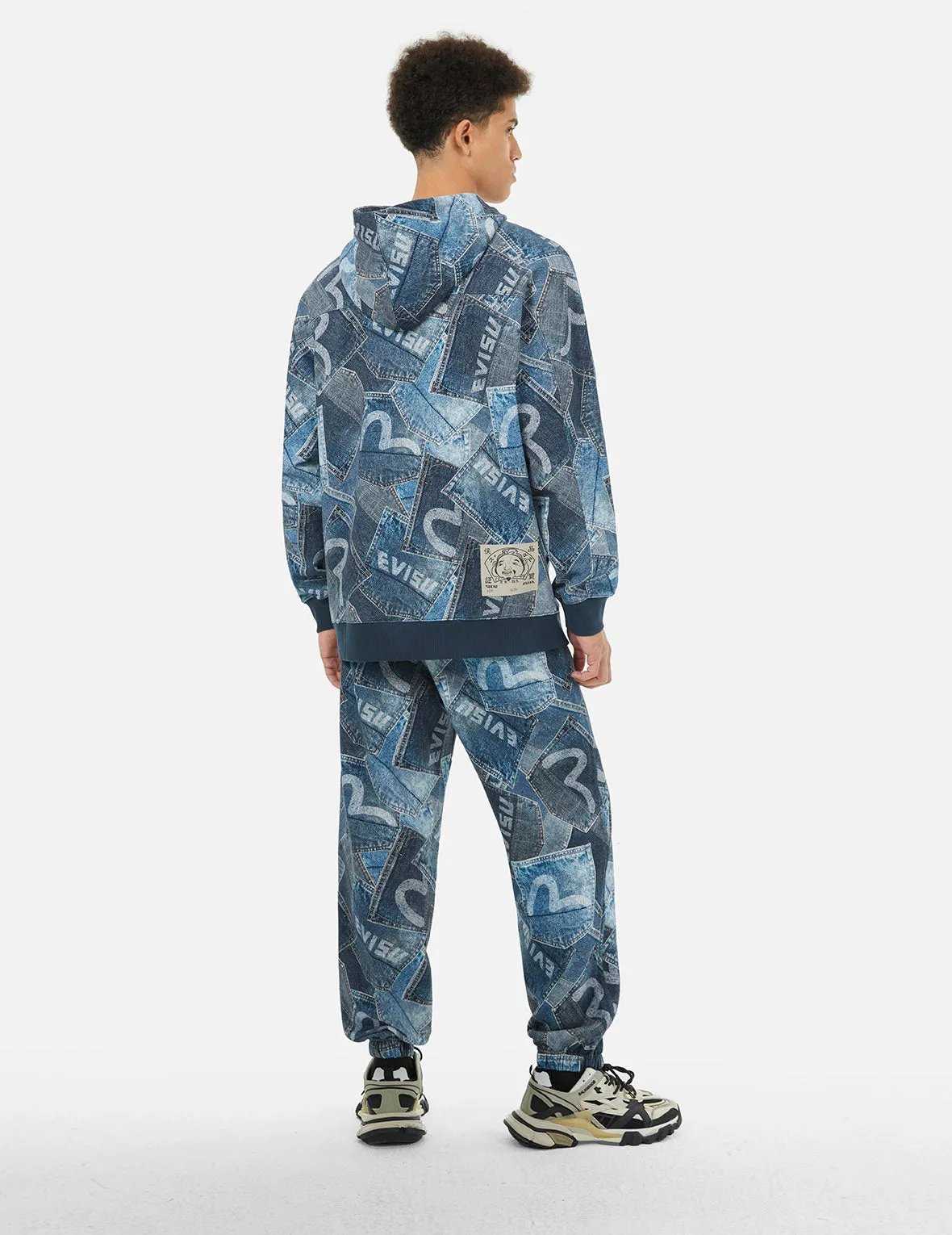 Allover Seagull Pocket  Print Loose Fit Hoodie