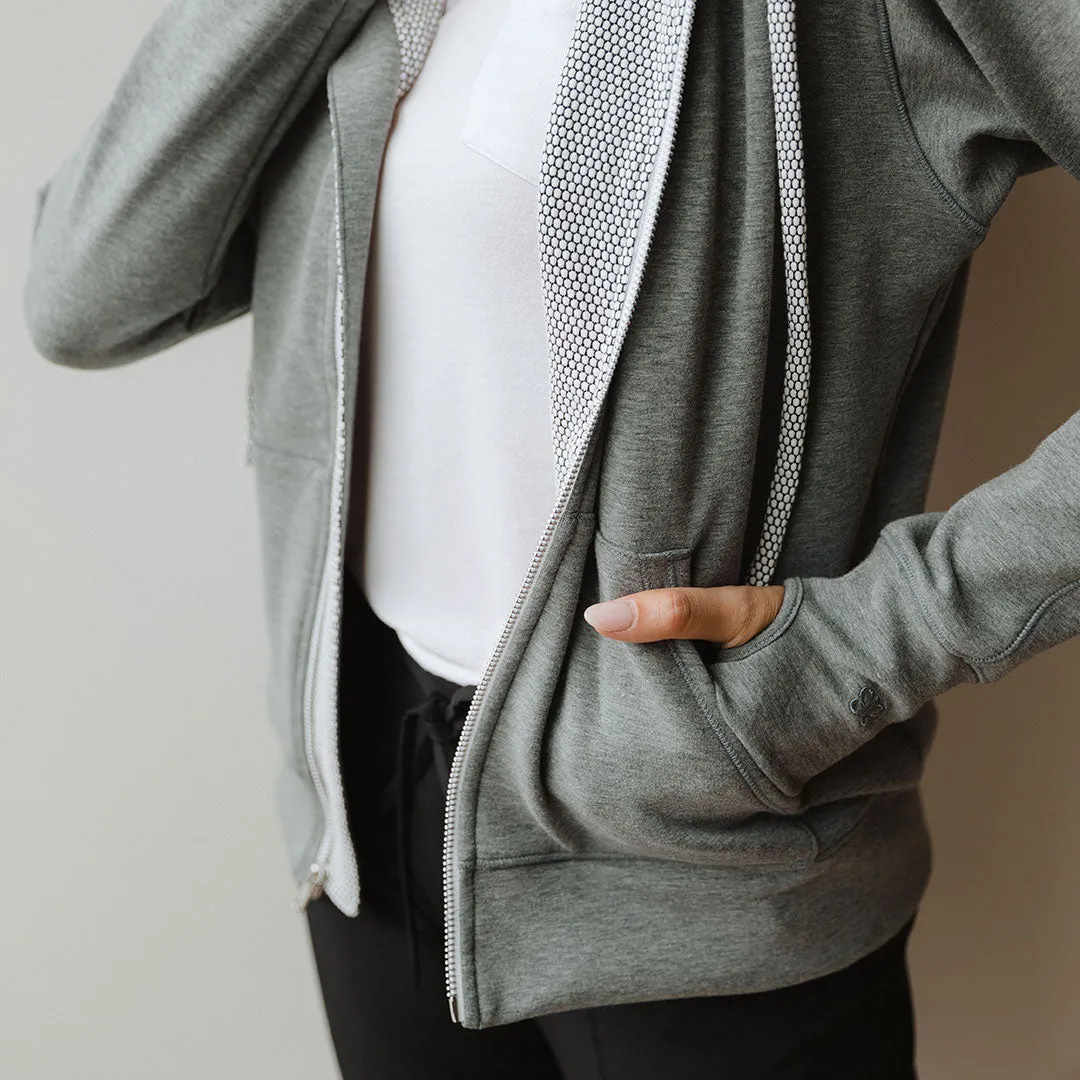 Alta Zip Up Hoodie, Heather Grey