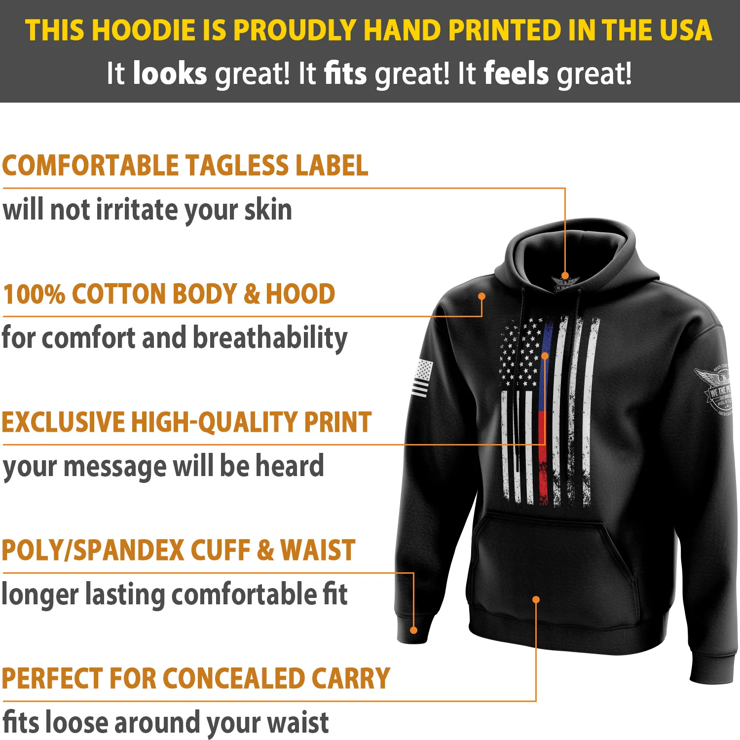 American Flag Thin Blue/Red Line Hoodie