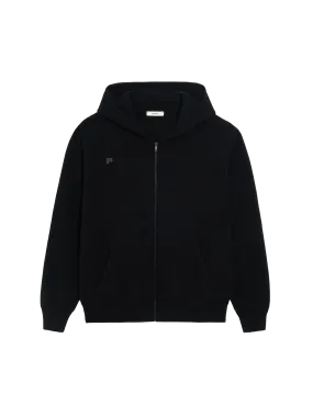 Archive Womens Recycled Cashmere Zipped Hoodie—black