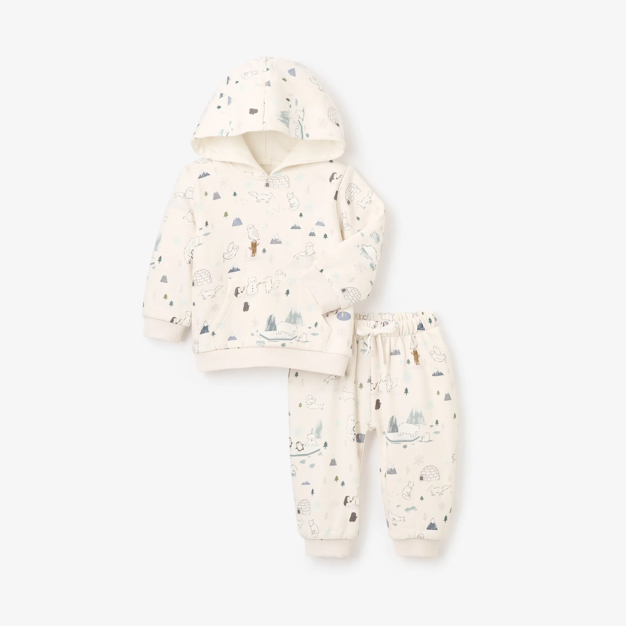 Arctic Printed Organic Fleece Hoodie   Jogger Set