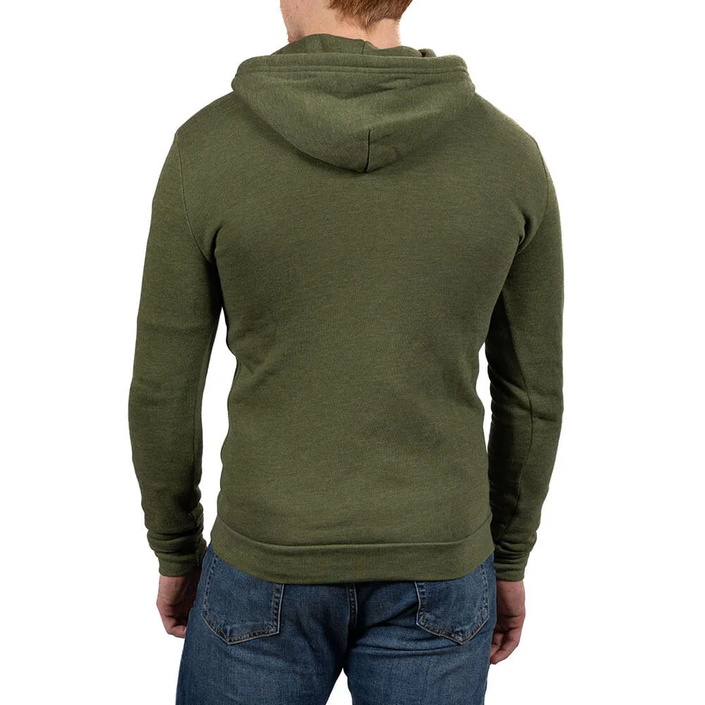 Army Green Heather Salt & Pepper Full Zip Hoodie