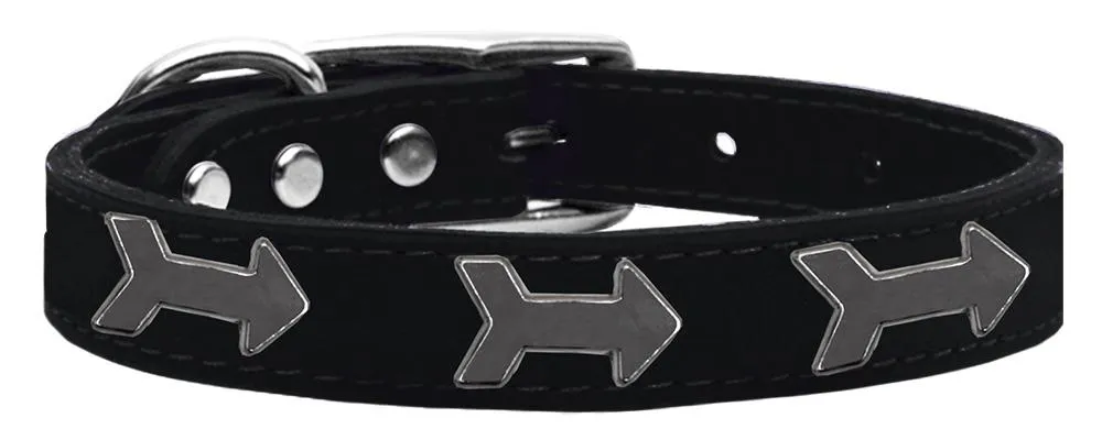 Arrow Widget Genuine Leather Dog Collar Black 26