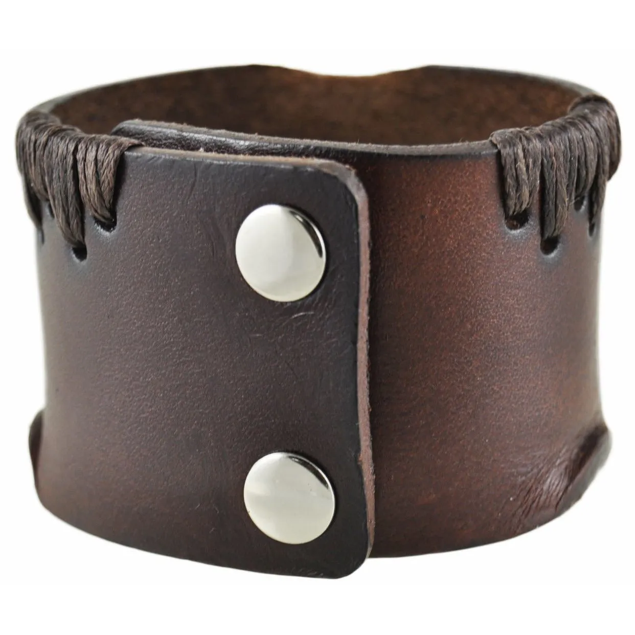 Avant Garde Brown Leather Snap On Cuff