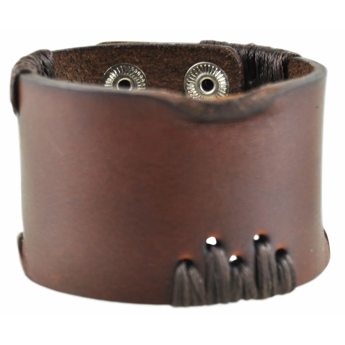 Avant Garde Brown Leather Snap On Cuff