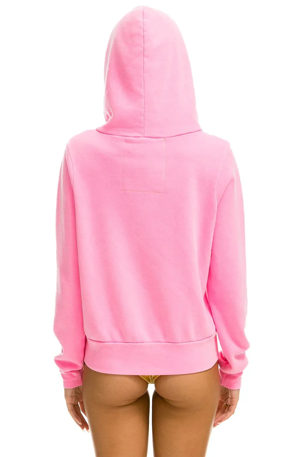 AVIATOR NATION 5 STRIPE UNISEX ZIP HOODIE IN NEON PINK/YELLOW/PURPLE