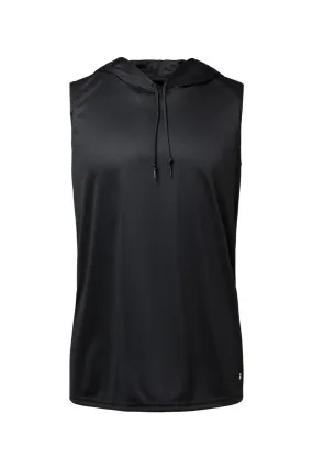 Badger Mens B-Core Moisture Wicking Hooded Tank Top Hoodie - Black