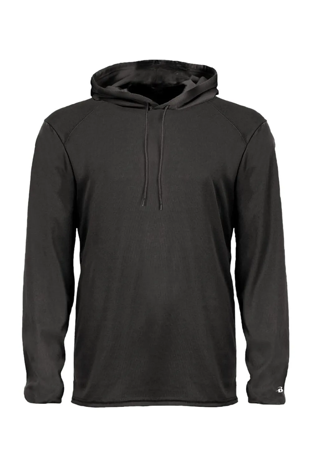 Badger Mens B-Core Moisture Wicking Long Sleeve Hooded T-Shirt Hoodie - Black