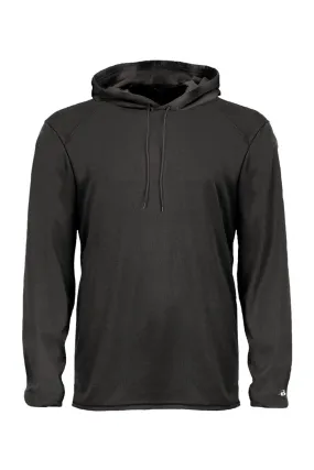 Badger Mens B-Core Moisture Wicking Long Sleeve Hooded T-Shirt Hoodie - Black