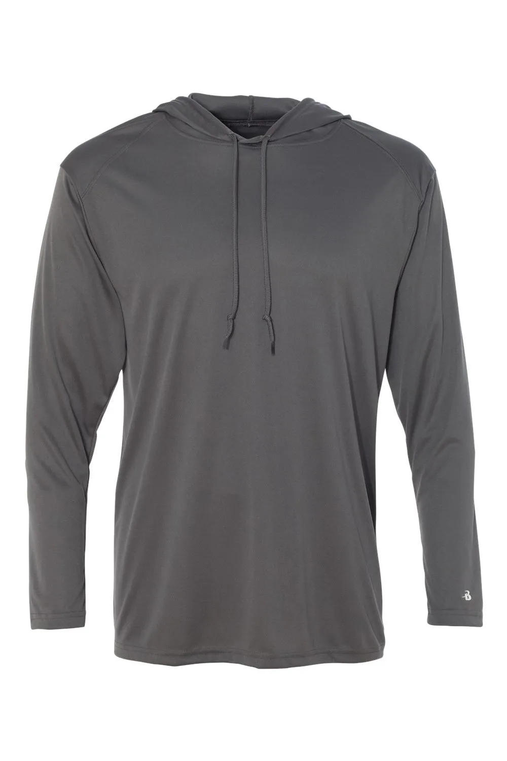 Badger Mens B-Core Moisture Wicking Long Sleeve Hooded T-Shirt Hoodie - Graphite Grey