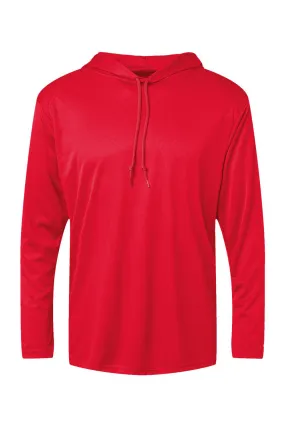 Badger Mens B-Core Moisture Wicking Long Sleeve Hooded T-Shirt Hoodie - Red