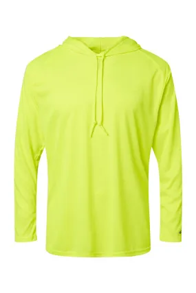 Badger Mens B-Core Moisture Wicking Long Sleeve Hooded T-Shirt Hoodie - Safety Yellow