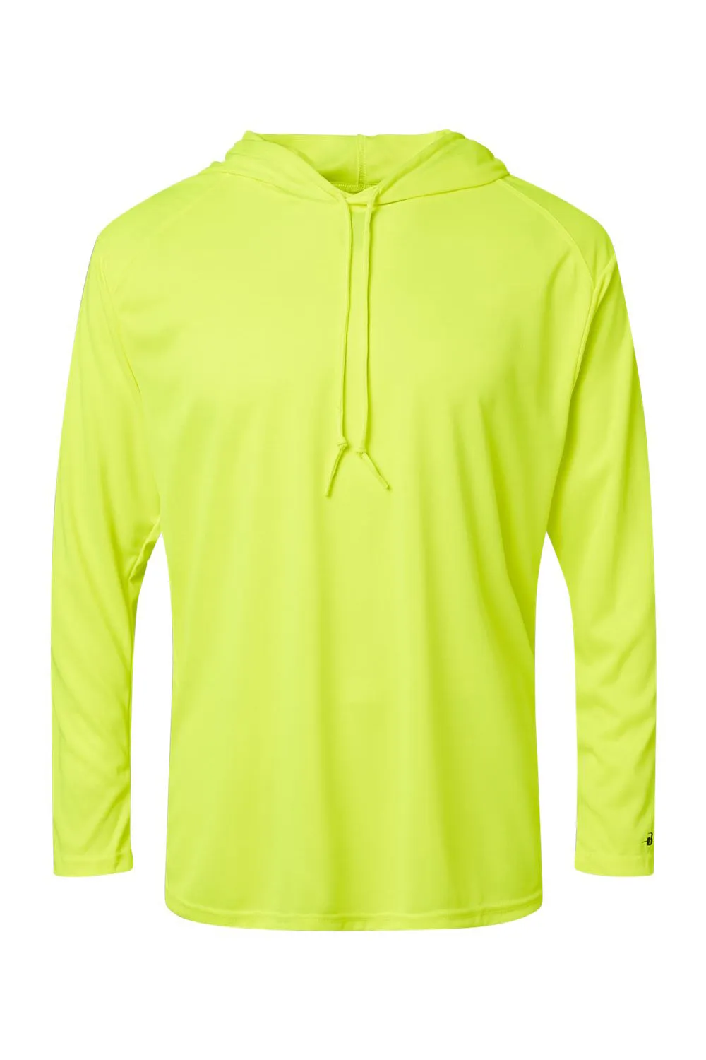 Badger Mens B-Core Moisture Wicking Long Sleeve Hooded T-Shirt Hoodie - Safety Yellow