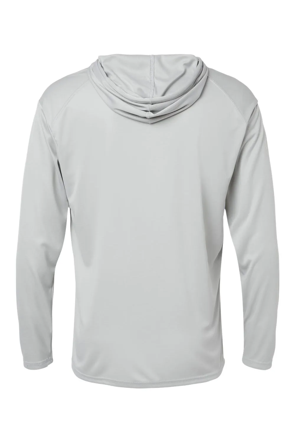 Badger Mens B-Core Moisture Wicking Long Sleeve Hooded T-Shirt Hoodie - Silver Grey