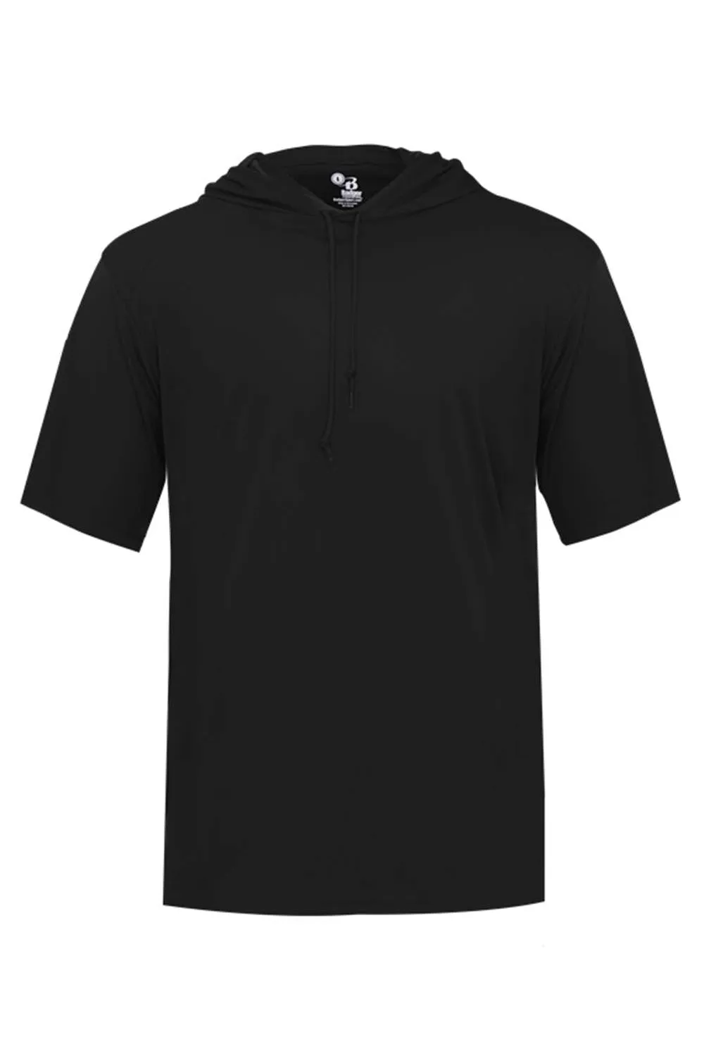 Badger Mens B-Core Moisture Wicking Short Sleeve Hooded T-Shirt Hoodie - Black