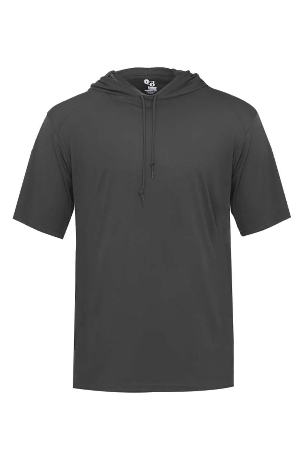 Badger Mens B-Core Moisture Wicking Short Sleeve Hooded T-Shirt Hoodie - Graphite Grey