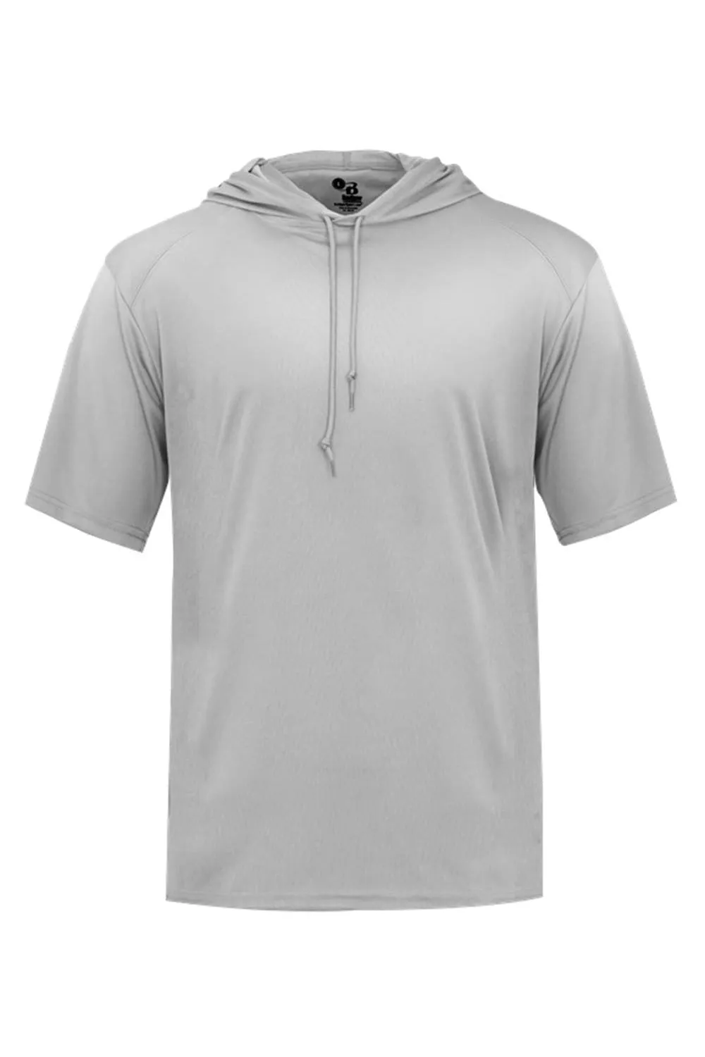 Badger Mens B-Core Moisture Wicking Short Sleeve Hooded T-Shirt Hoodie - Silver Grey