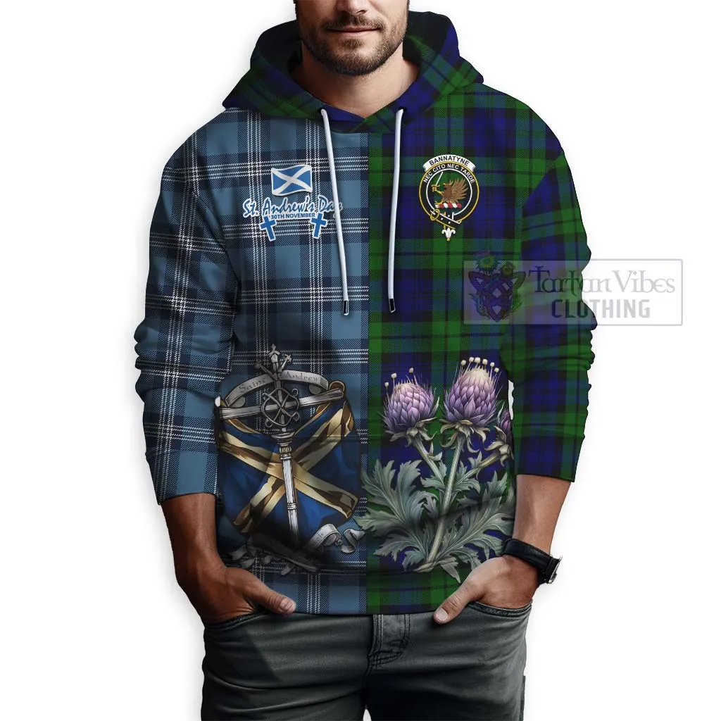 Bannatyne Tartan Hoodie Happy St. Andrew's Day Half Tartan Style