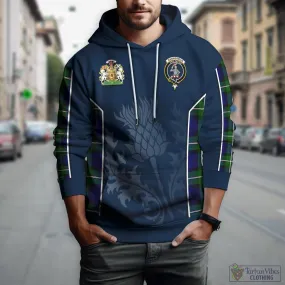 Bannerman Tartan Hoodie with Family Crest and Scottish Thistle Vibes Sport Style